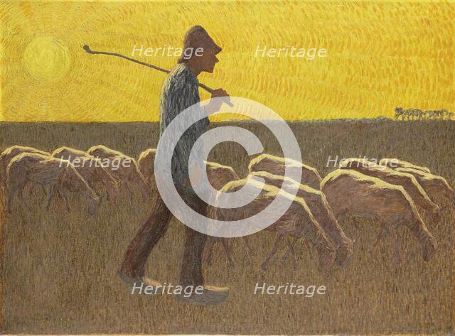 Shepherd with Sheep, 1900-1945. Creator: Cornelis Albert van Assendelft.