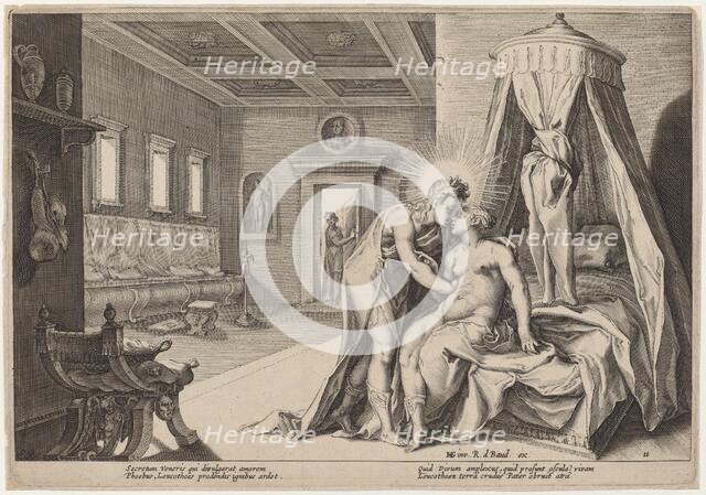 Apollo Abusing Leucothoe, c. 1615. Creator: Goltzius, Workshop of Hendrick, after Hendrick Gol.