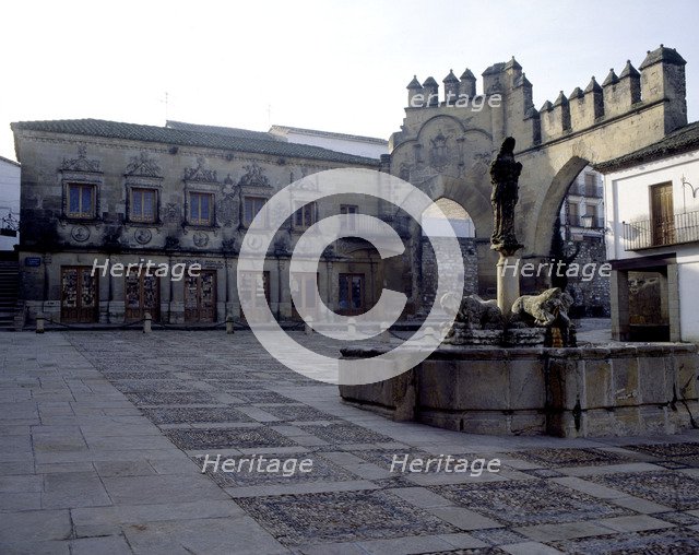 Ubeda (Jaen), view of the façade of the building of the Antiguas Escribanías. At right, the Jaén …