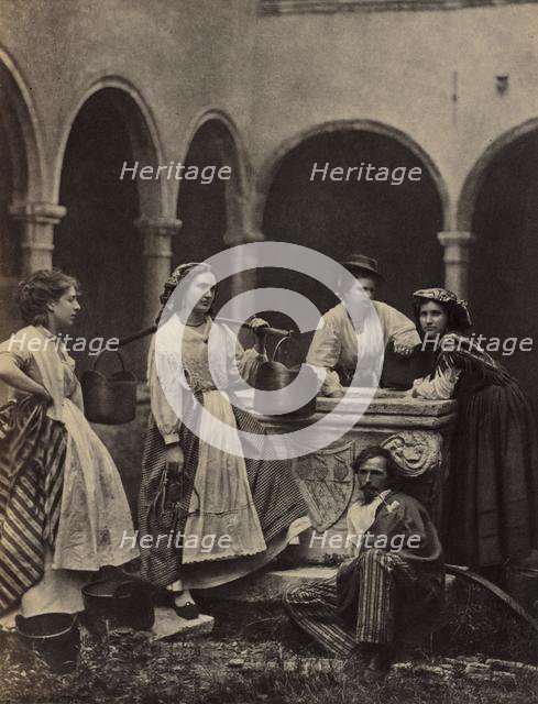 Untitled (Genre scene with four women and a man), late 19th Century. Creator: Unidentified Photographer.