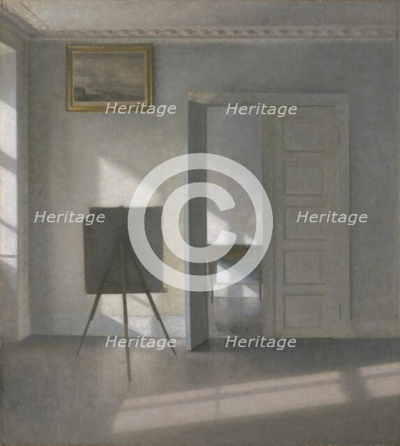 Interior with an Easel, Bredgade 25, 1912. Creator: Vilhelm Hammershoi.