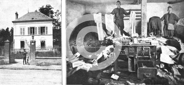 'Nos villes a sac; Un pavillon de la rue d'Essommes et sa cuisine ou avaient ete empiles..., 1918. Creator: Unknown.