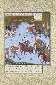 Bahram Gur Advances by Stealth against the Khaqan, Folio 577v from the..., ca. 1530-35. Creator: Bashdan Qara.
