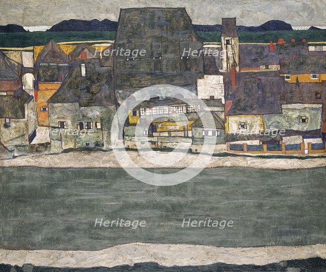 Houses on the River (The Old Town), 1914. Artist: Schiele, Egon (1890–1918)