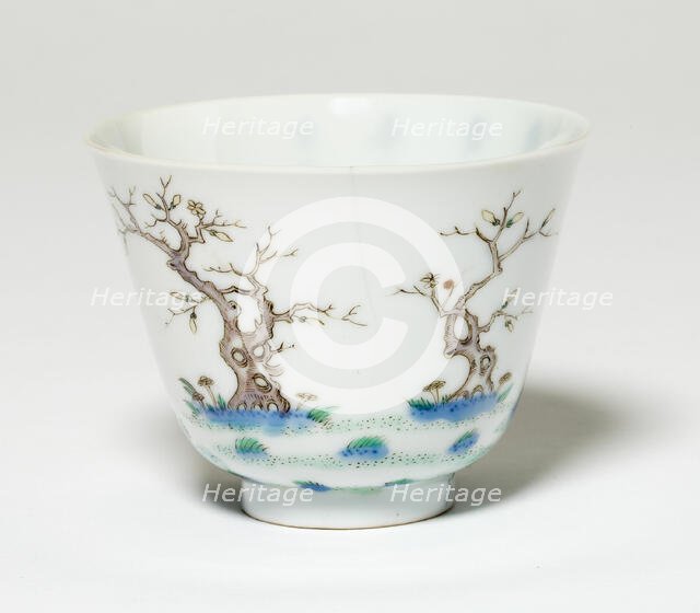 Cup with Orchid Tree, Qing dynasty (1644-1911), Kangxi reign mark and period (1662-1722). Creator: Unknown.