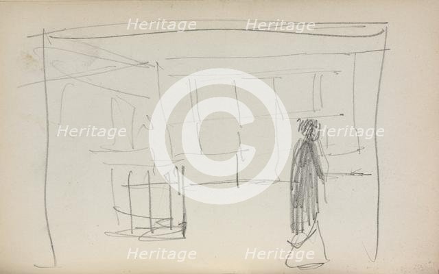 Italian Sketchbook: Figure in an interior (page 175), 1898-1899. Creator: Maurice Prendergast (American, 1858-1924).