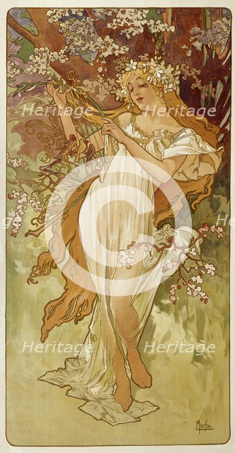 'Spring', 1896.  Artist: Alphonse Mucha