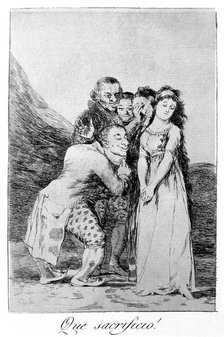 Los Caprichos, series of etchings by Francisco de Goya (1746-1828), plate 14: '¡Qué sacrificio!' …