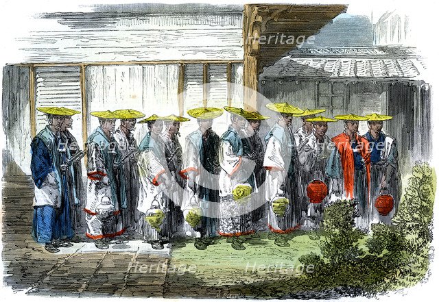 The night guard at Jeddo (Edo), Japan, 1864. Creator: Mason Jackson.