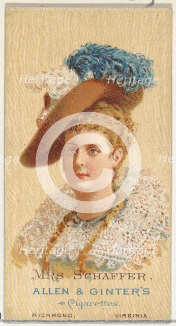 Mrs. Schaffer, from World's Beauties, Series 2 (N27) for Allen & Ginter Cigarettes, 1888., 1888. Creator: Allen & Ginter.