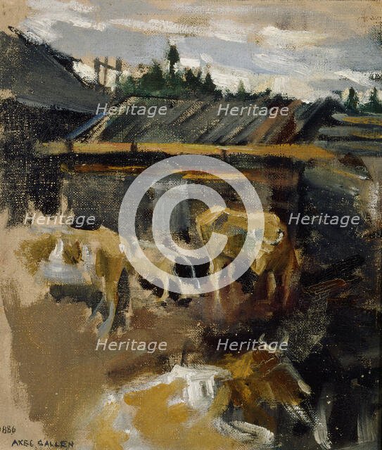 Cattle yard, 1886. Creator: Akseli Gallen-Kallela.
