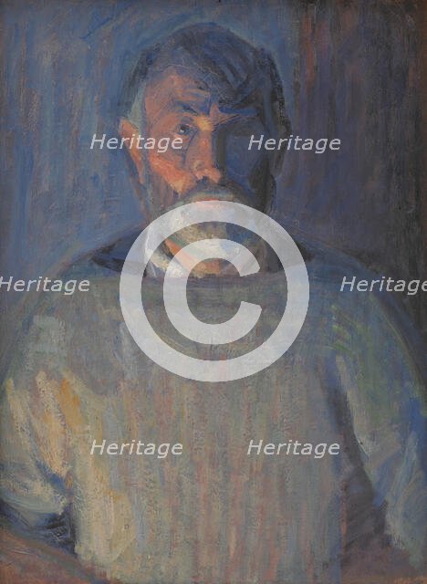 Self-Portrait - Lamplight, 1918-1920. Creator: Niels Larsen Stevns.