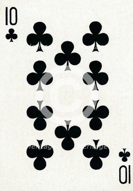 10 of Clubs from a deck of Goodall & Son Ltd. playing cards, c1940. Artist: Unknown.