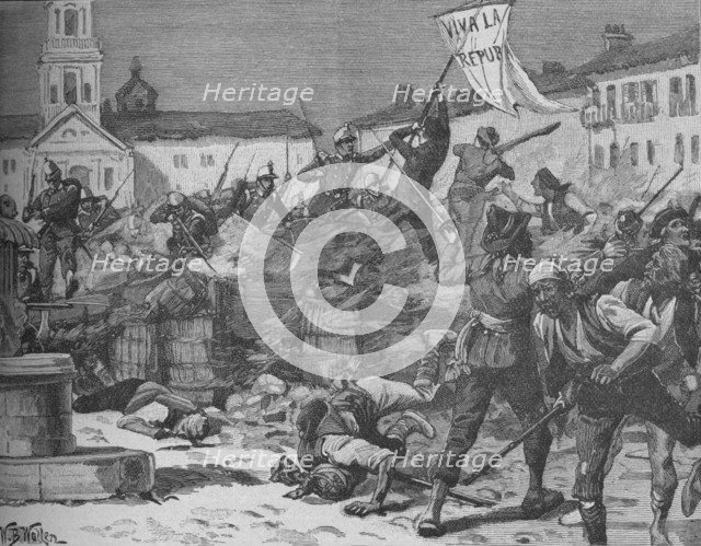 'Street Fighting in Malaga', c1890. Artist: William Barnes Wollen.