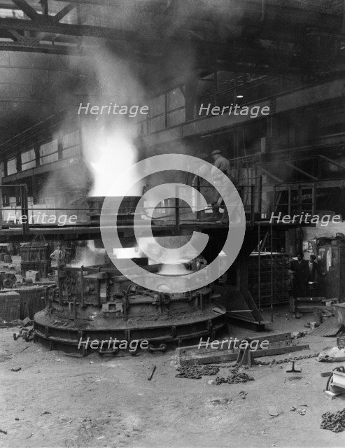 Casting a pole magnet, the Edgar Allen Steel Co, Sheffield, South Yorkshire, 1963. Artist: Michael Walters