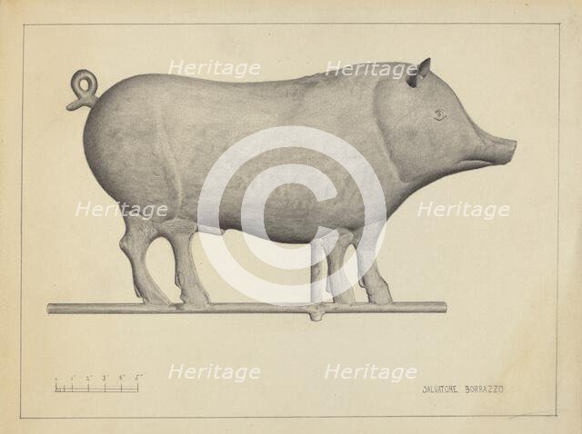 Pig Weather Vane, c. 1937. Creator: Salvatore Borrazzo.