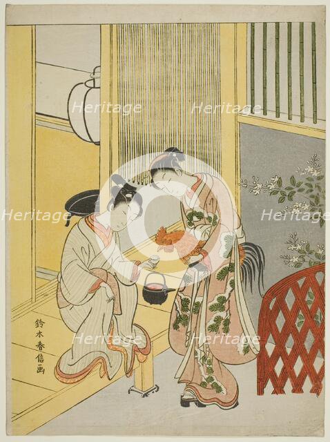 Delaying the announcement of dawn, c. 1767/68. Creator: Suzuki Harunobu.