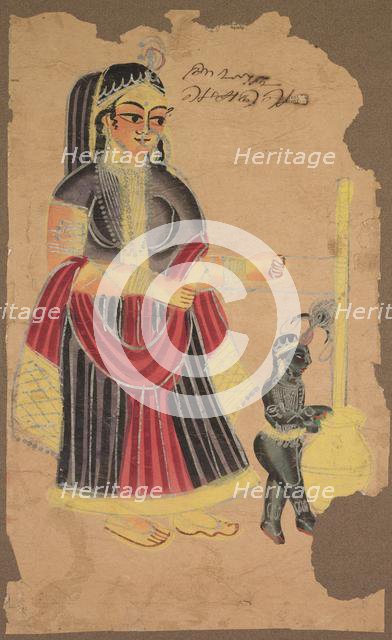 Yasoda and Krishna, 1800s. Creator: Unknown.