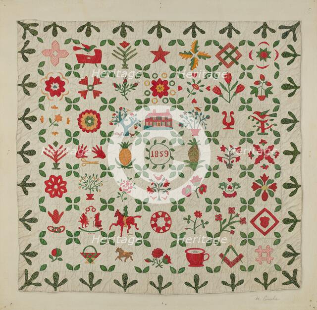 Applique Quilt, c. 1938. Creator: Margaret Concha.
