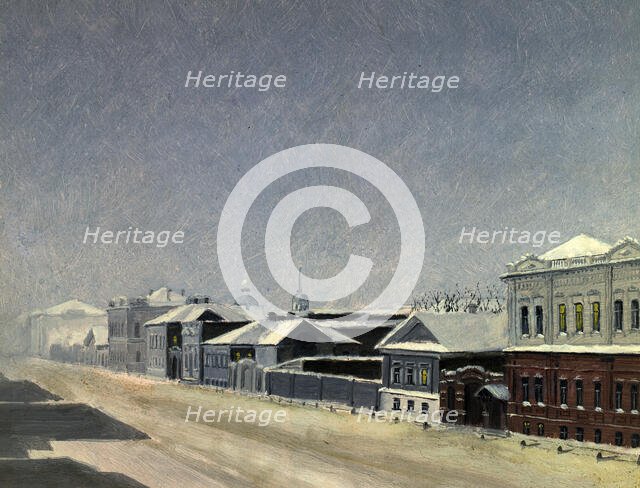 View of the Magistratskaia Street in the Night, 1880-1897. Creator: Pavel Mikhailovich Kosharov.