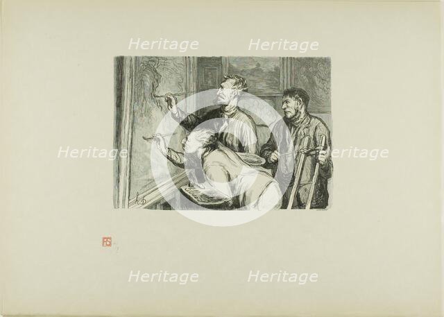 The Paintings Exhibition of 1868: Giving it the last touch, 1868, printed 1920. Creator: Etienne Carjat.