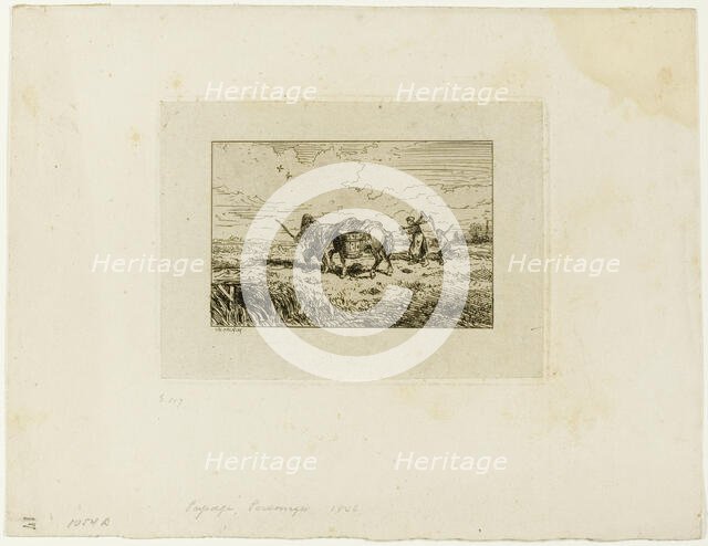 Crossing the Bridge, 1846. Creator: Charles Emile Jacque.