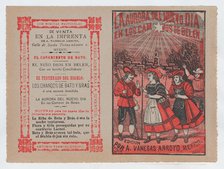 Cover for 'La Aurora del Nuevo Dia en los Campos de Belen', villagers holding she..., ca. 1890-1910. Creator: José Guadalupe Posada.