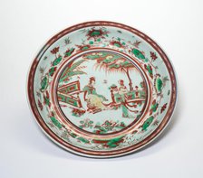 Dish with Two Women in a Garden, Ming dynasty (1368-1644). Creator: Unknown.