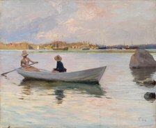 Girls in a Rowing Boat, 1886. Creator: Albert Edelfelt.