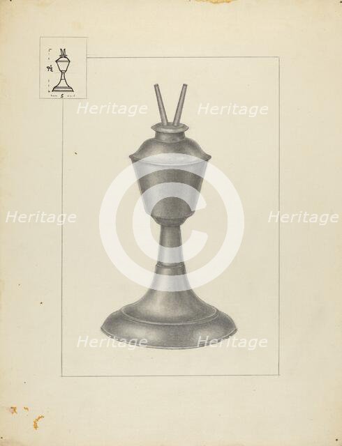 Camphene Lamp, 1935/1942. Creator: Herman Bader.