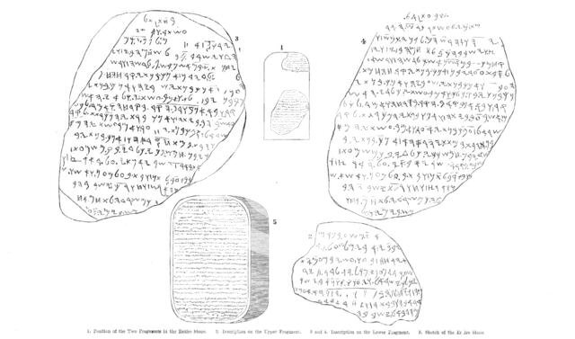 The Moabite Stone found at Dhiban, east of the Dead Sea, 1870. Creator: Unknown.