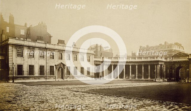 Burlington House, Piccadilly: east offices, colonnade and gateway, c1860s. Creator: Stephen Ayling.