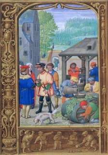 October, wine-making, early 16th century. Artist: Unknown