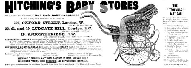 Advertisement for Hitching's Baby Stores, 1898. Creator: Unknown.