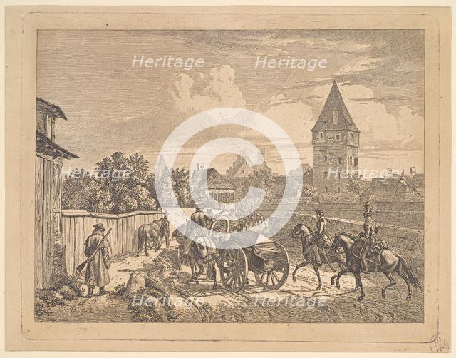 Russian Lancers Escorting the Regimental Cassonne, 1816. Creator: Johann Christian Erhard.