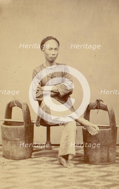 Man with Buckets, 1870s. Creator: Unknown.