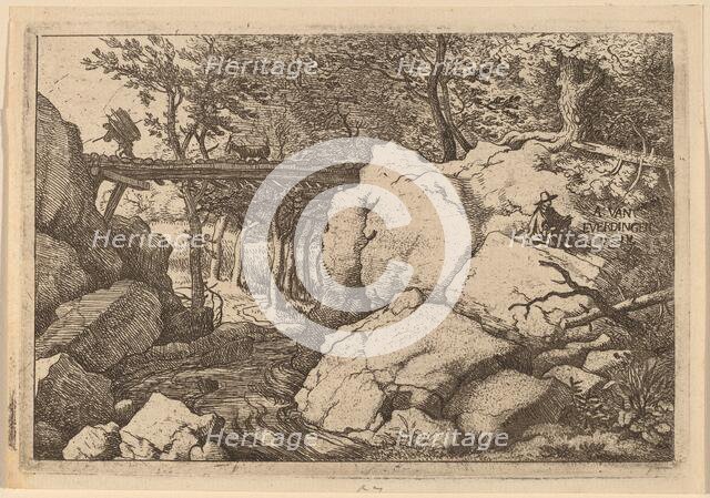 Goat on a small Bridge, probably c. 1645/1656. Creator: Allart van Everdingen.