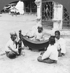 Musicians, Shwedagon Pagoda, Rangoon, Burma, 1908. Artist: Stereo Travel Co