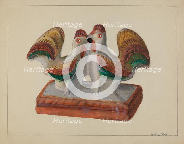 Chalkware Roosters, c. 1937. Creator: Mina Lowry.