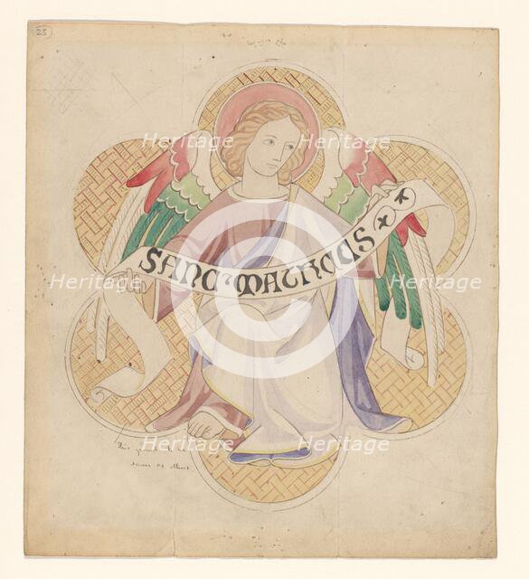 Design for embroidery: angel, symbol of St Matthew the Evangelist, c.1850-c.1875. Creator: Hardman & Co..