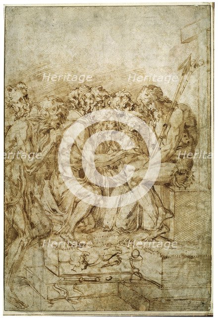 Christ with Symbols of Passions attended by seven Figures', early 16th century. Artist: Baccio Bandinelli