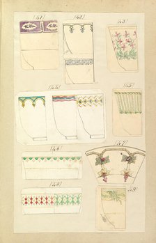 Thirteen Designs for Decorated Cups, 1845-55. Creator: Alfred Crowquill.