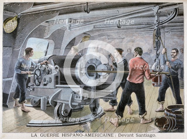 Battle of Santiago, Spanish-American War, 1898. Creator: F Meaulle.