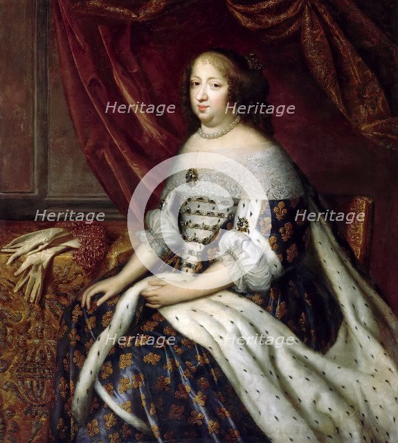 Portrait of Anne of Austria (1601-1666). Artist: Beaubrun, Henri (1603-1677)