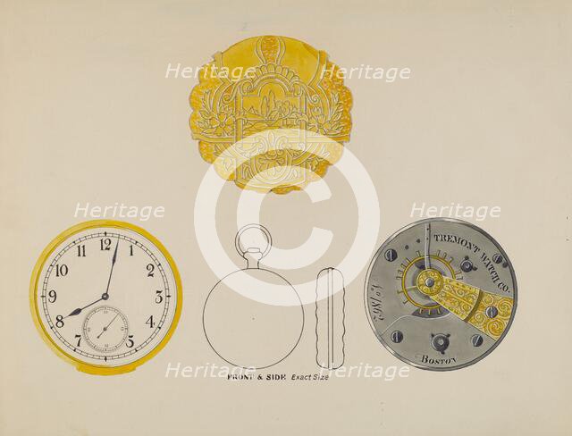 Watch, Face and Case, c. 1936. Creator: Harry G. Alexander.
