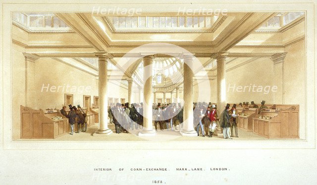 Interior of the Corn Exchange, Mark Lane, City of London, 1852. Artist: Anon