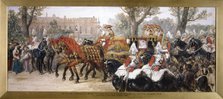 Royal procession of the carriage of the Prince and Princess of Wales, London, 1884. Artist: Sir John Gilbert