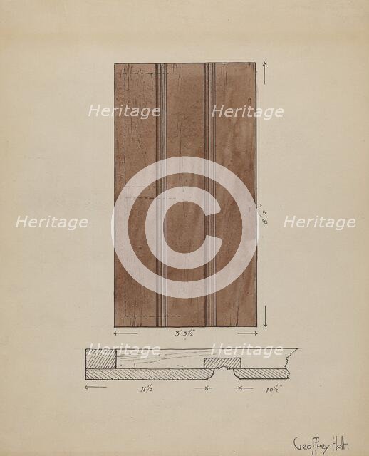 Original Inside Door to Sacristy, c. 1936. Creator: Geoffrey Holt.
