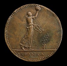 Urania Walking to Right, Holding a Globe and Lyre [reverse], 1488 or after. Creator: Adriano Fiorentino.