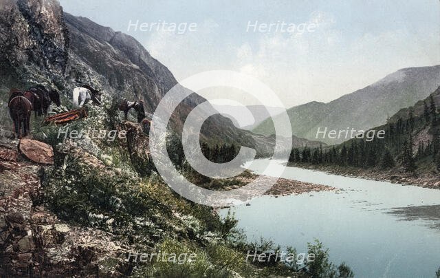 A Pack Road Along the Katun River near Its Confluence with the Argut River..., 1911-13. Creator: Sergei Ivanovich Borisov.